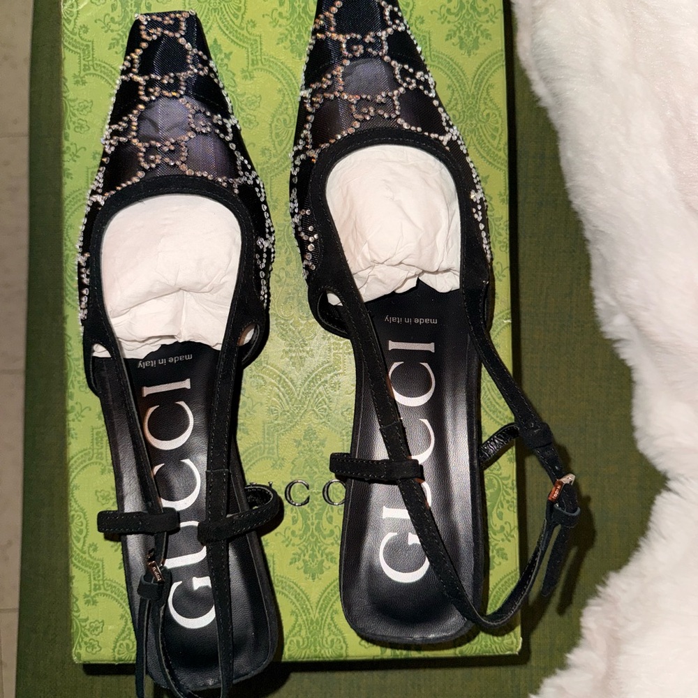 Gucci Black and Silver Embellished Heels